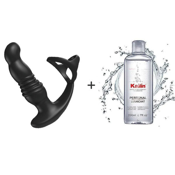 7 Vibrating 3 Thrusting Anal Massager with Cock Ring