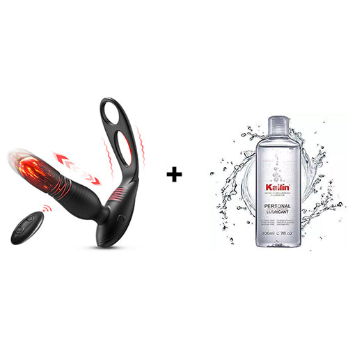 Low-noise 10 Thrusting 10 Vibrating Prostate Massager With Dual Cock Rings