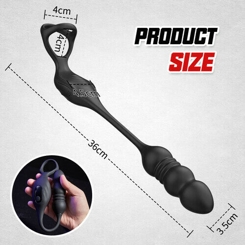Wearable 9 Thrusting 9 Vibrating Prostate Massager with Dual Cock Rings