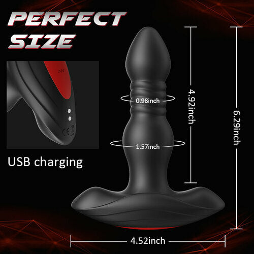 10 Vibrating 3 Thrusting Remote Control Anal Vibrator