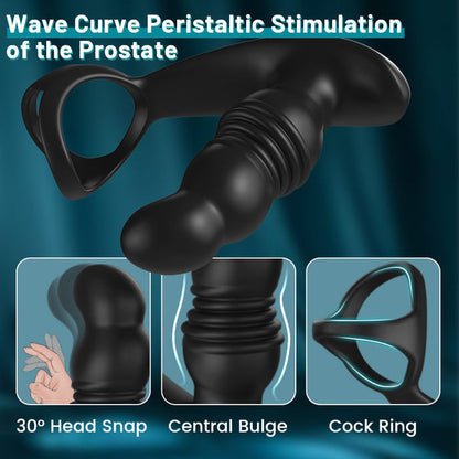 7 Vibrating 3 Thrusting Anal Massager with Cock Ring