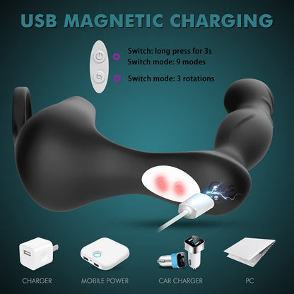 9 Vibration 3 Wiggle Motion Dual Motors Prostate Massager