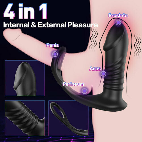 10 Vibrating 3 Thrusting Remote Control Anal Vibrator
