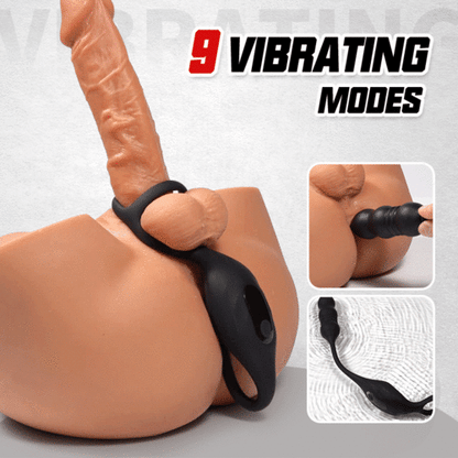 Wearable 9 Thrusting 9 Vibrating Prostate Massager with Dual Cock Rings