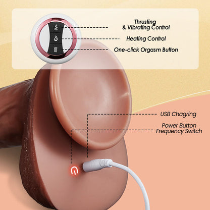 8 Thrusting 8 Vibrating Intelligent Heating Lifelike Dildo 10.04 Inch