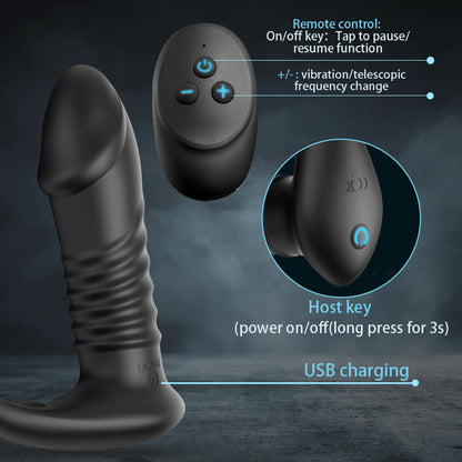 10 Thrilling Vibration 3 Thrusting Silicone Remote Control Anal Vibrator