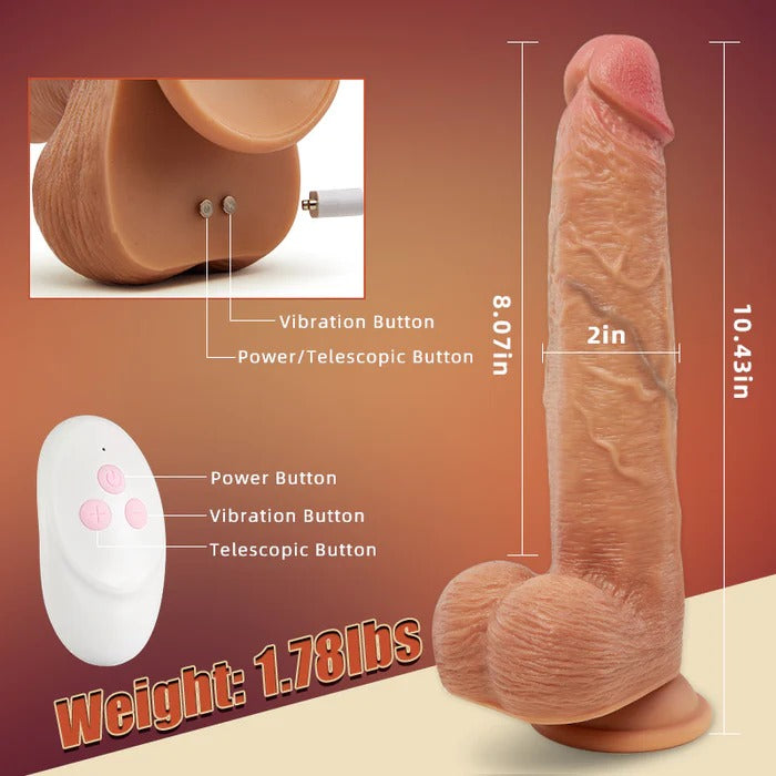 10 Vibrating 6 Thrusting Thick and Lifelike Dildo 10.43 Inch