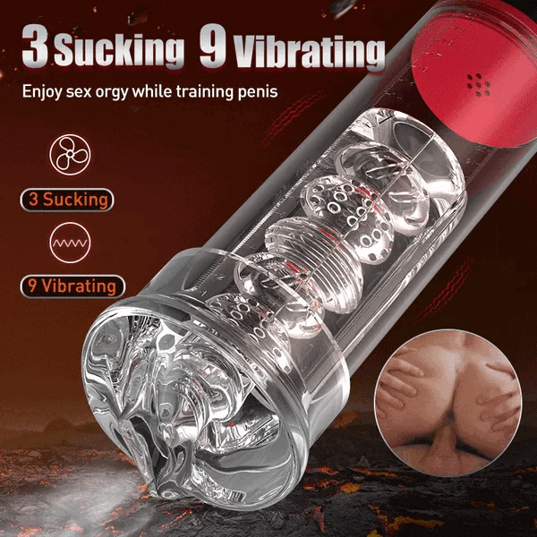 S-HAND 9 Vibrating 9 Sucking Male Masturbator Penis Enlargement Pump